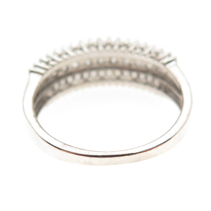 925 Sterling Silver Round & Tapered Baguette-Cut C Z Ring Size 9.25