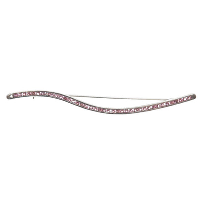ZINA 925 Sterling Silver Vintage Real Pink Amethyst Modernist Wavy Pin Brooch