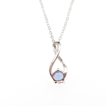Chuck Clemency 925 Sterling Silver Real Tanzanite Cable Chain Necklace 20"