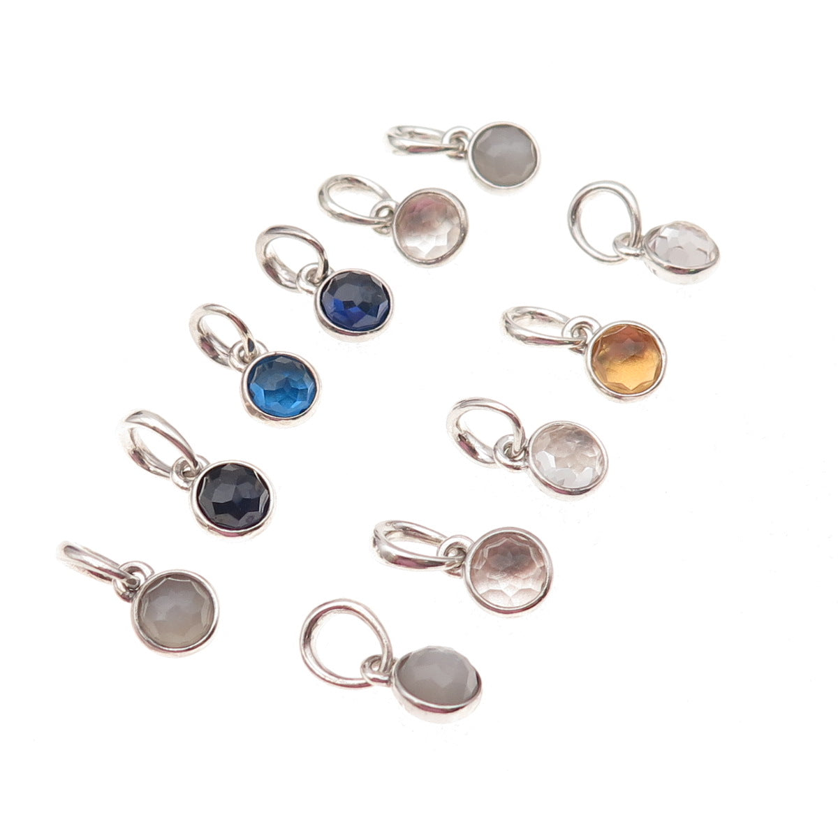 Pandora 925 Sterling Silver Real Multi-Gem Birthstone SET of 11 Charm Pendants