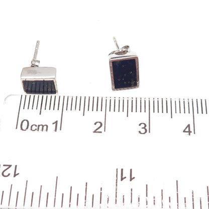 Paul Brackna 925 Sterling Silver Vintage Real Lapis Stud Earrings