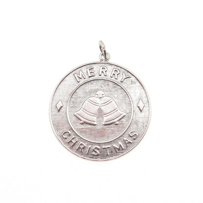 J.M. Fisher 925 Sterling Silver Vintage Merry Christmas Bells Charm Pendant