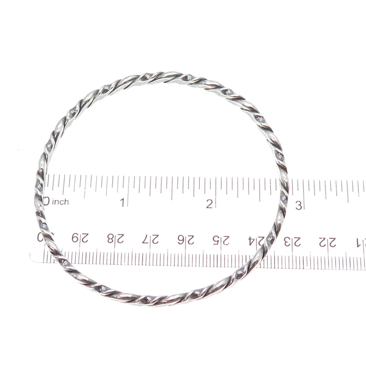 925 Sterling Silver Vintage Twisted Bangle Oxidized Bracelet 8.5"