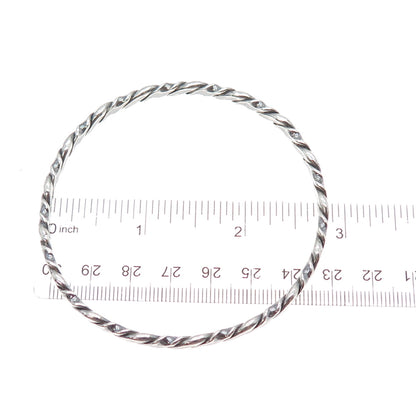 925 Sterling Silver Vintage Twisted Bangle Oxidized Bracelet 8.5"