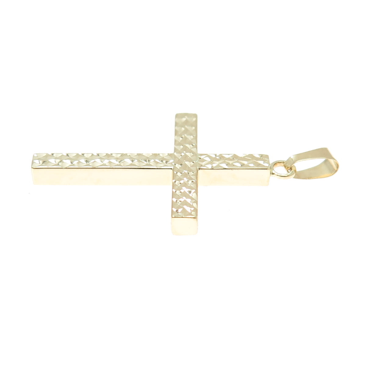 14K Yellow & White Gold Diamond-Cut Cross Religious Charm Pendant