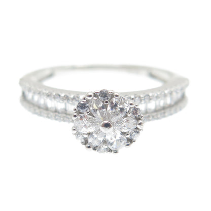 925 Sterling Silver Multi-C Z Engagement Ring Size 7.25