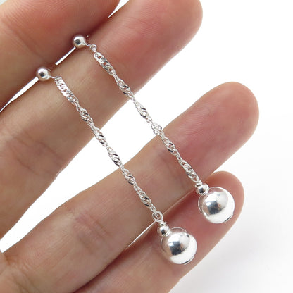 925 Sterling Silver Ball Chain Drop Earrings