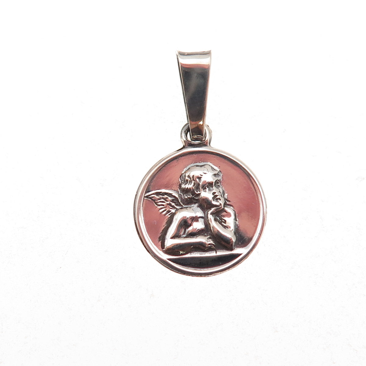 925 Sterling Silver Vintage Italy Cherub Oxidized Charm Pendant