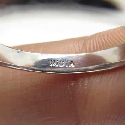 925 Sterling Silver Real Round-Cut Citrine Gemstone Wicker Ring Size 7.75