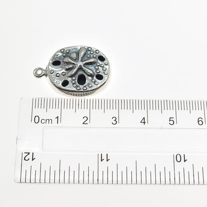 925 Sterling Silver Vintage Sand Dollar Shadow Box Charm Pendant