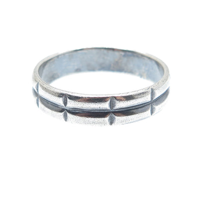 925 Sterling Silver Vintage 2-Row Bar Oxidized Band Ring Size 10.5