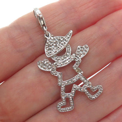 DASAN INC 925 Sterling Silver Real Round-Cut Diamond Boy Lobster Lock Pendant
