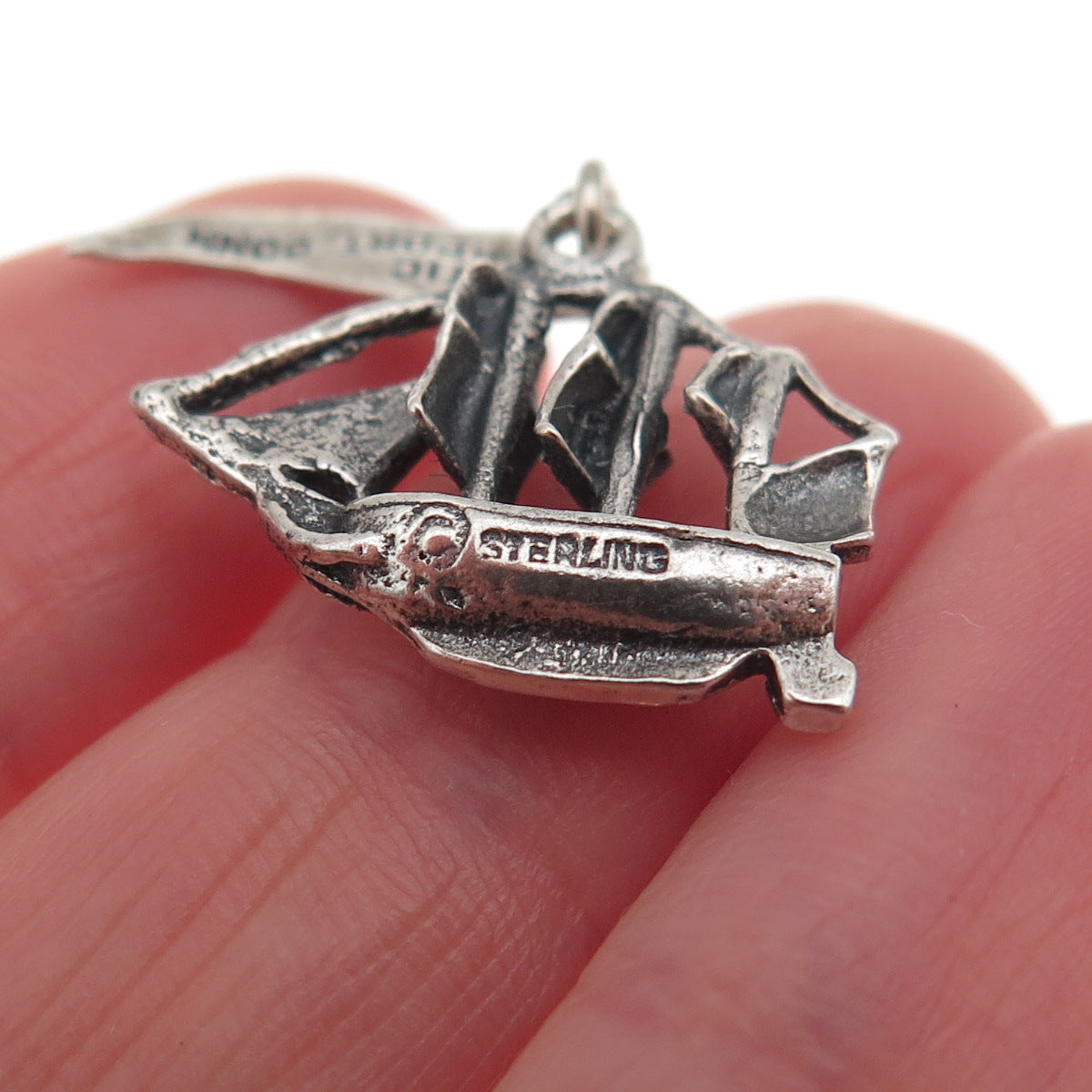 Pacific Jewelry Sterling Silver Vintage Ship Mystic Seaport Mini Charm Pendant