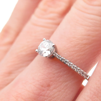 925 Sterling Silver Round-Cut C Z Engagement Ring Size 6.25