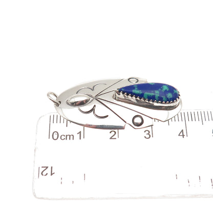 Arthur Platero Laguna Zuni Old Pawn 925 Sterling Vintage Azurite Feather Pendant
