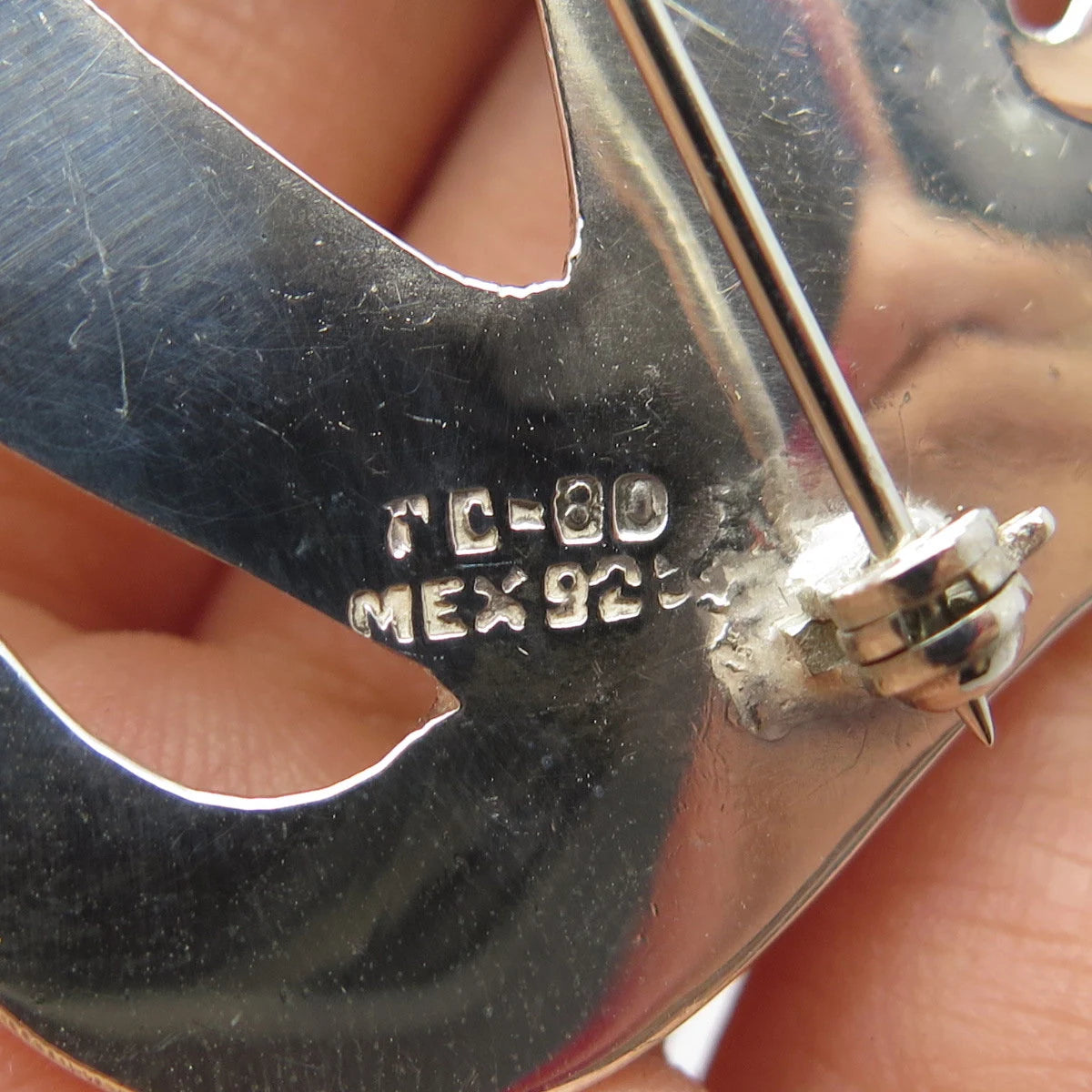 925 Sterling Silver Vintage Mexico Modernist Pin Brooch