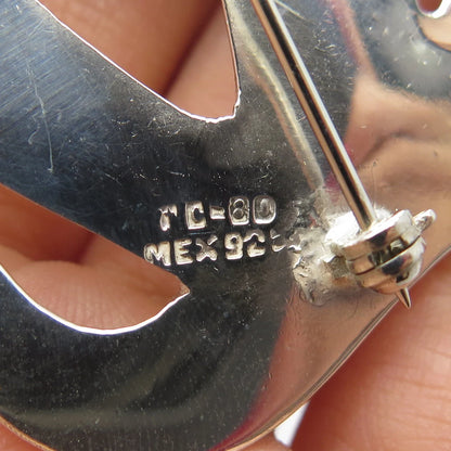 925 Sterling Silver Vintage Mexico Modernist Pin Brooch