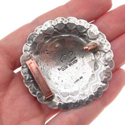 Buffalo Dancer Old Pawn 900 & 925 Silver Antique 1943 Liberty Half Dollar Buckle