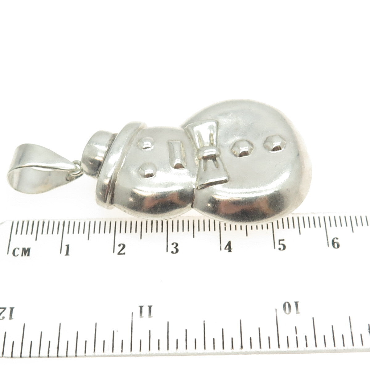 925 Sterling Silver Vintage Snowman Puffy Pendant