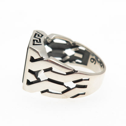 Chimoda 925 Sterling Silver Real Black Onyx Signet Ring Size 9.25