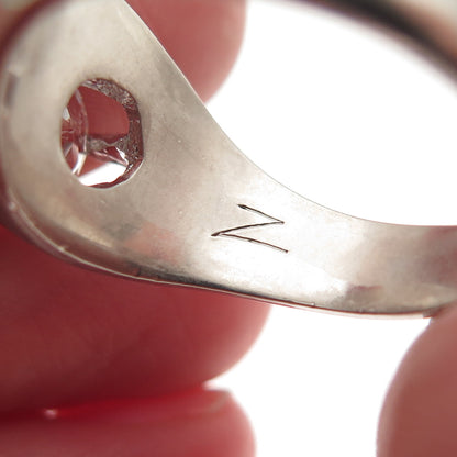 925 Sterling Silver Vintage Round-Cut C Z Modernist Ring Size 10.25