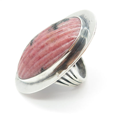 CERRO BLANCO 925 Sterling Silver Vintage Mexico Real Rhodonite Ring Size 5.25