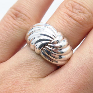 925 Sterling Silver Vintage Ribbed Ring Size 7.5