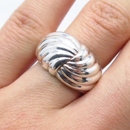 925 Sterling Silver Vintage Ribbed Ring Size 7.5