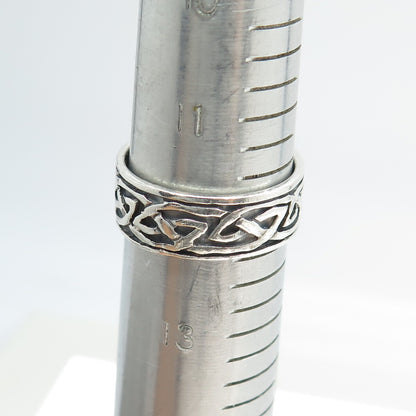 925 Sterling Silver Vintage Viking / Celtic Knot Band Ring Size 12.25