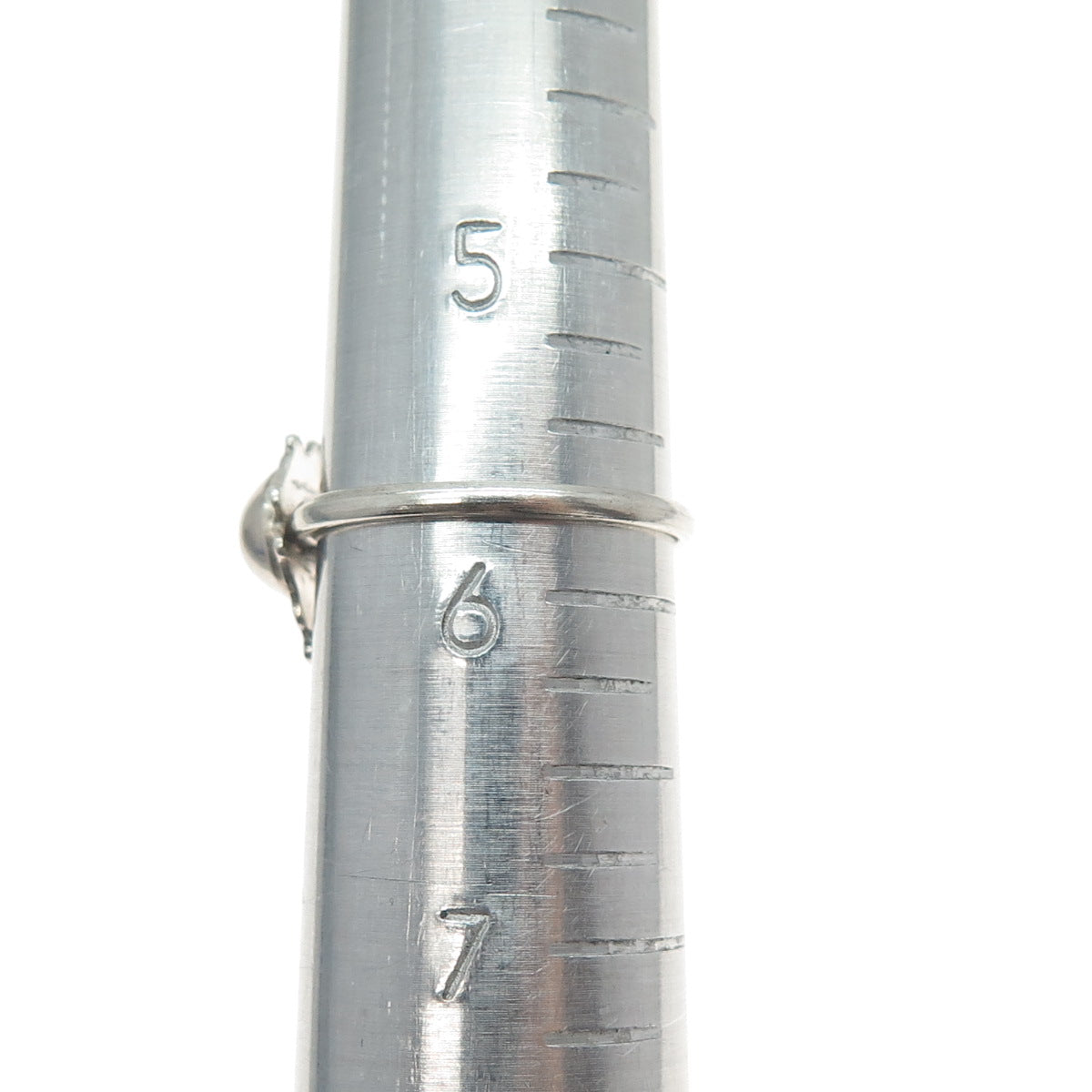 925 Sterling Silver Vintage Modernist Ball Ring Size 5.75