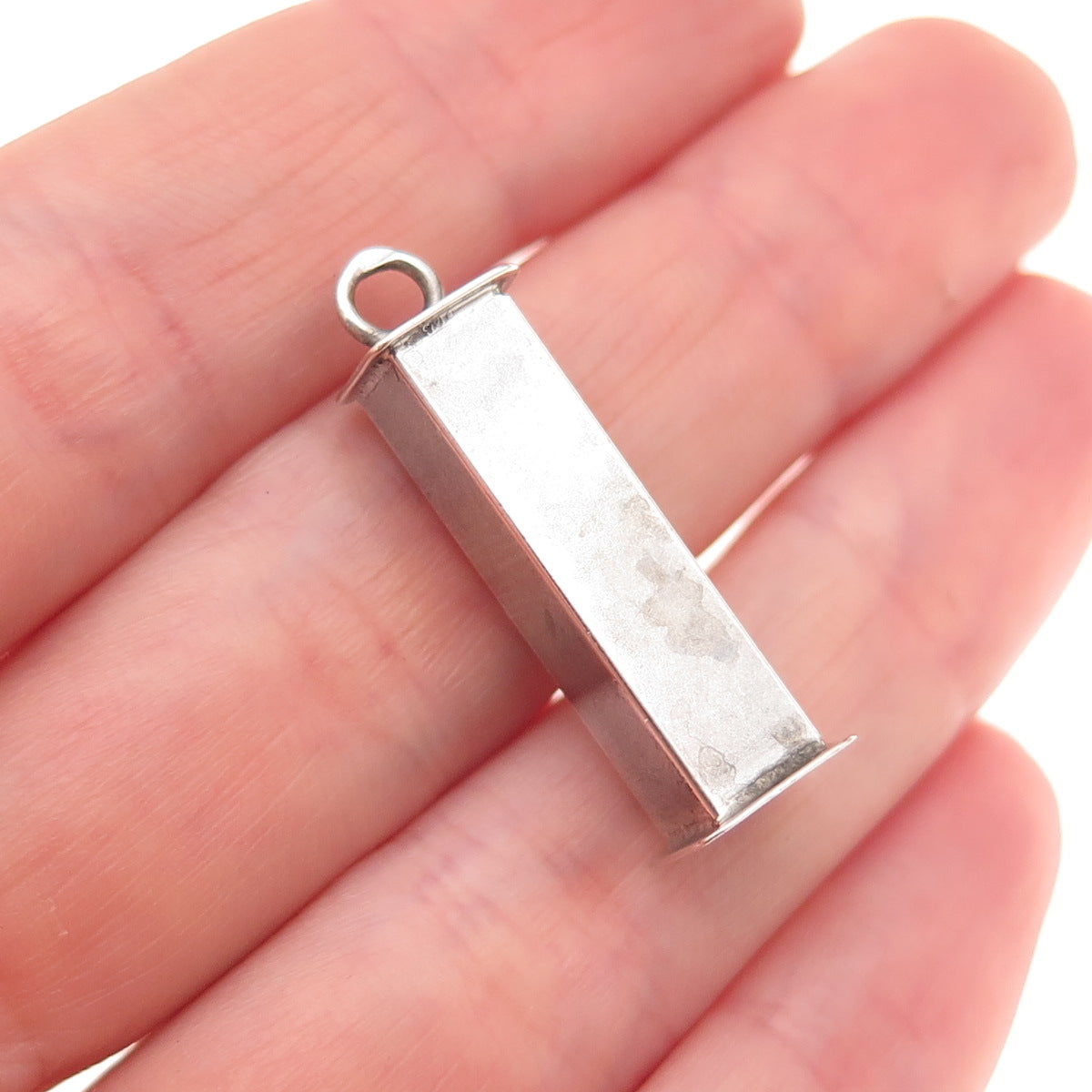 925 Sterling Silver Vintage Mezuzah Oxidized Charm Pendant