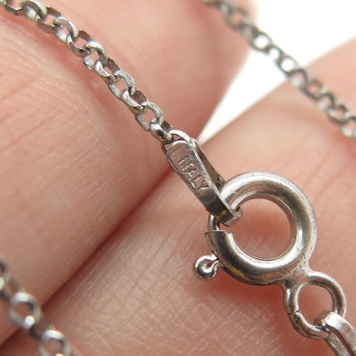 925 Sterling Silver Round-Cut C Z Stirrup Rolo Chain Necklace 16"