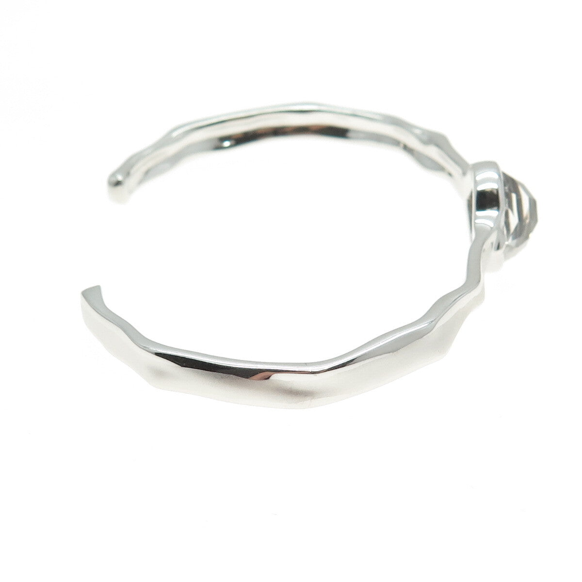 CHARLES GARNIER 925 Sterling Silver Real Clear Quartz Adjustable Bracelet 6.5"