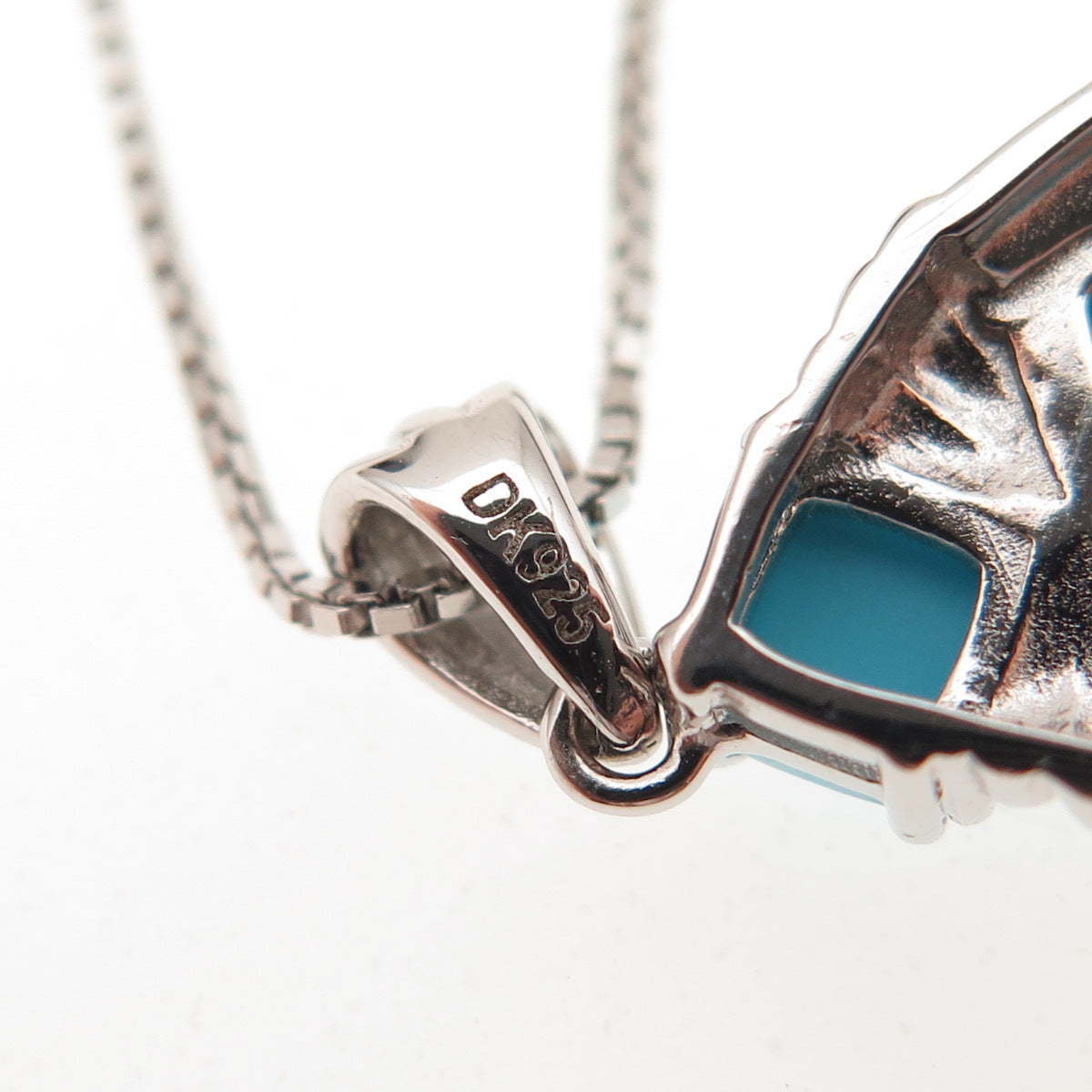 925 Sterling Silver Real Sleeping Beauty Turquoise Box Chain Necklace 18-20"