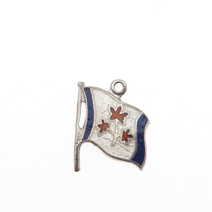 Breadner Co. 925 Sterling Vintage Enamel Canadian Great Flag Debate Mini Pendant