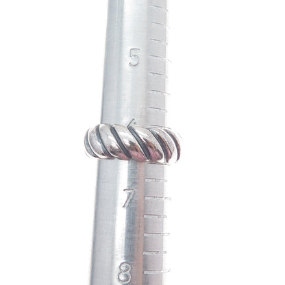 925 Sterling Silver Vintage Twisted Rope Band Oxidized Ring Size 6.5