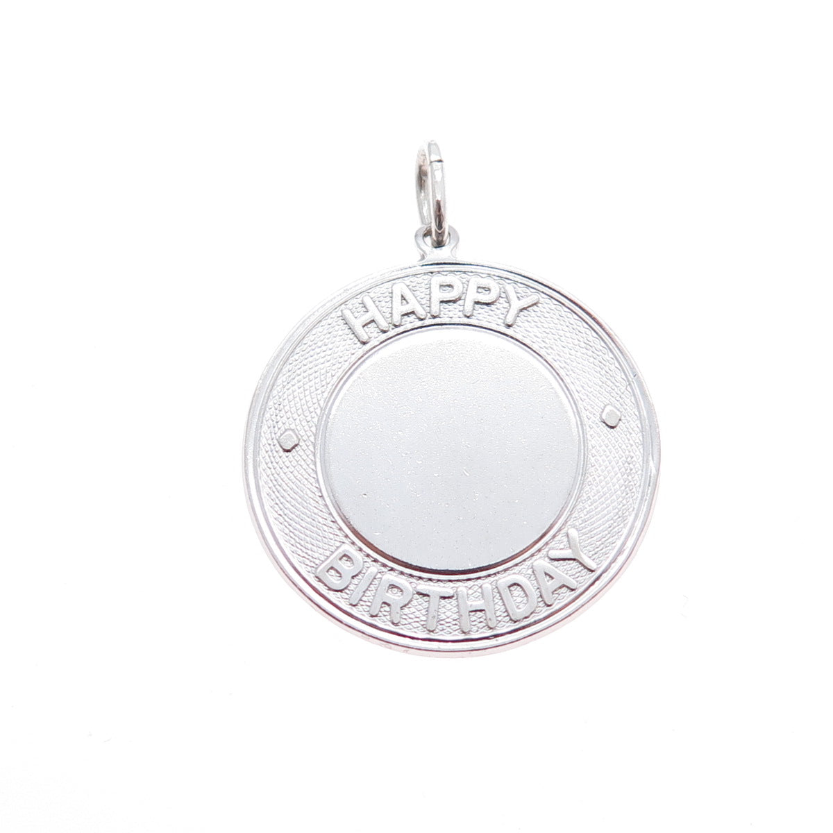 ELCO 925 Sterling Silver Vintage Happy Birthday Round Tag Charm Pendant