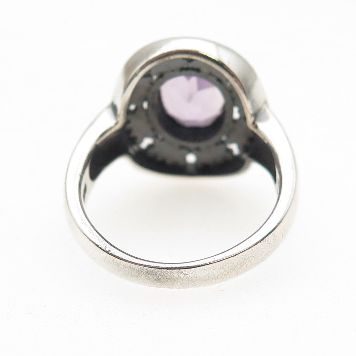 PSCL Peter Stone 925 Sterling Silver Vintage Real Amethyst Sun Ring Size 8.25