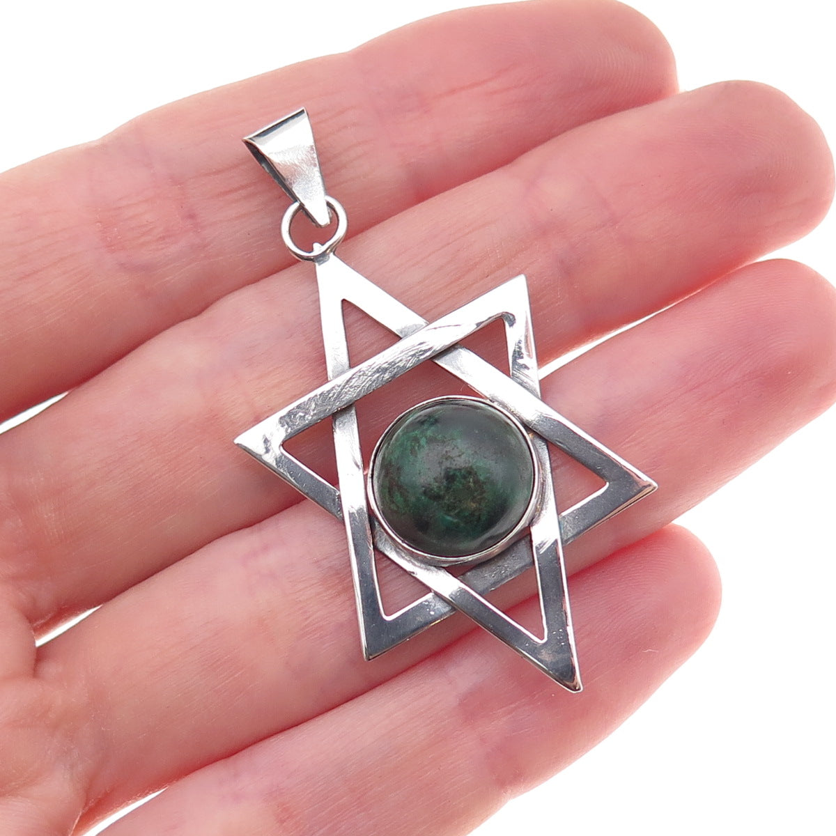 925 Sterling Silver Vintage Real Eilat Star of David Oxidized Charm Pendant