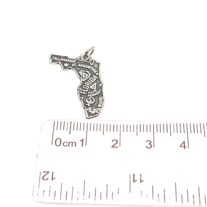 MAISELS INDIAN 925 Sterling Silver Vintage Florida State Map Charm Pendant