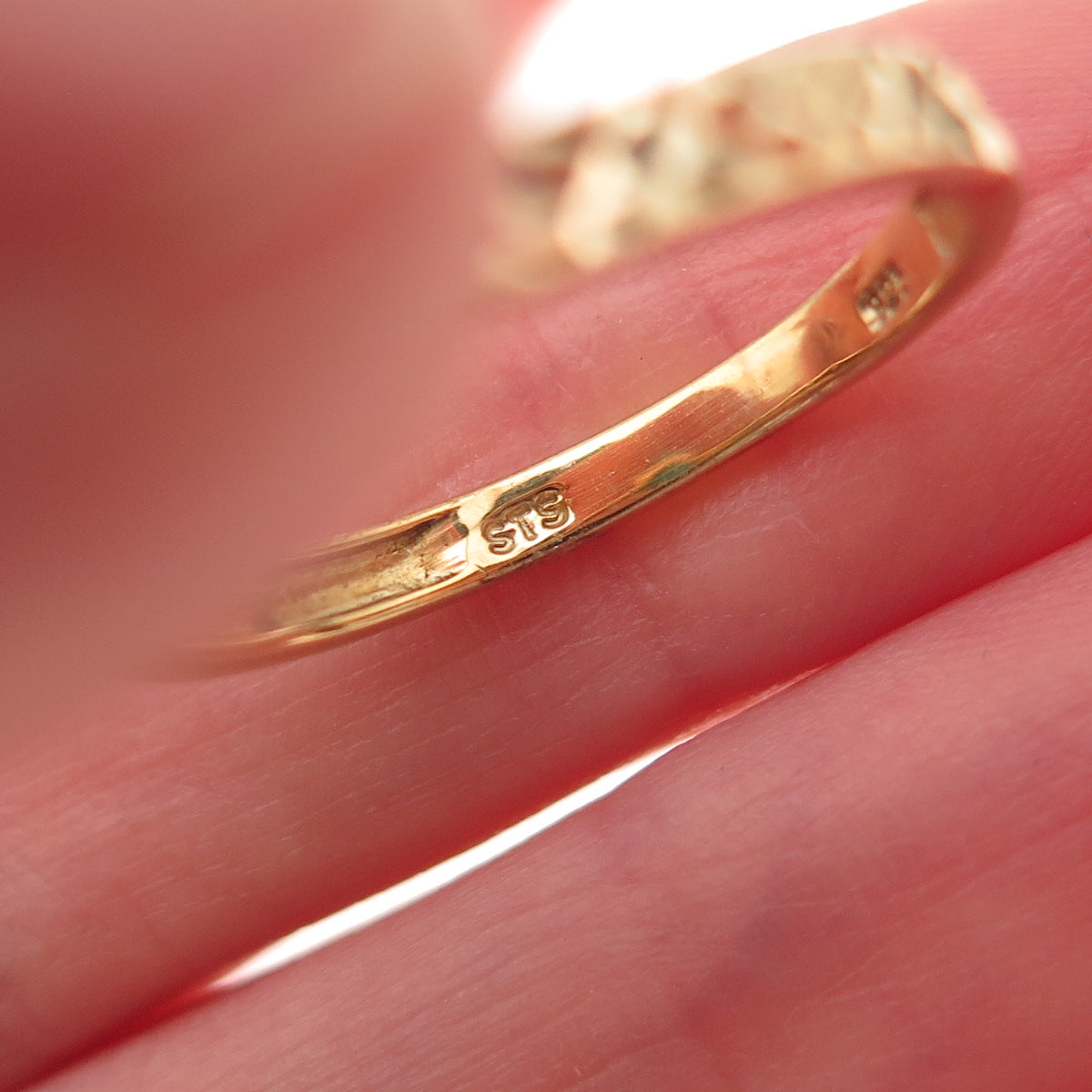 Chuck Clemency Sterling Gold Plated Real Turquoise Diamond-Cut Ring Size 8.25