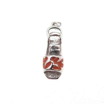 925 Sterling Silver Vintage Enamel Sandal Shoe 3D Mini Charm Pendant