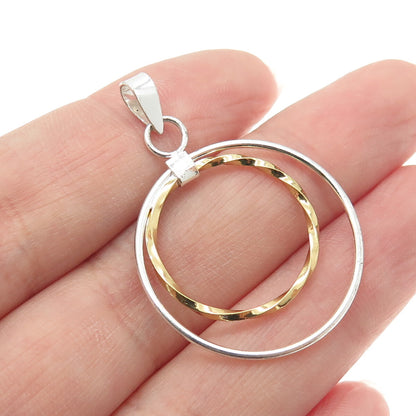 925 Sterling Silver 2-Tone Multi-Circle of Life Pendant