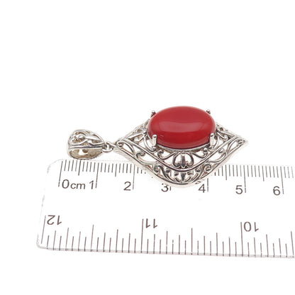 Chapal Zenray 925 Sterling Silver Vintage Real Carnelian Floral Pendant