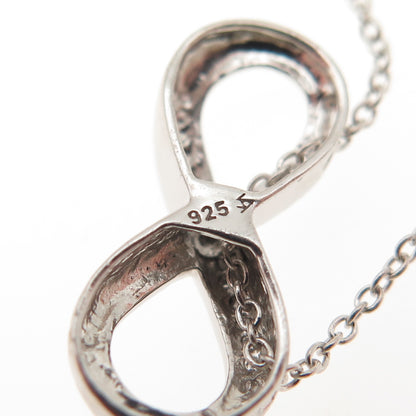 925 Sterling Silver Real Round-Cut Diamond Infinity Cable Chain Necklace 18"