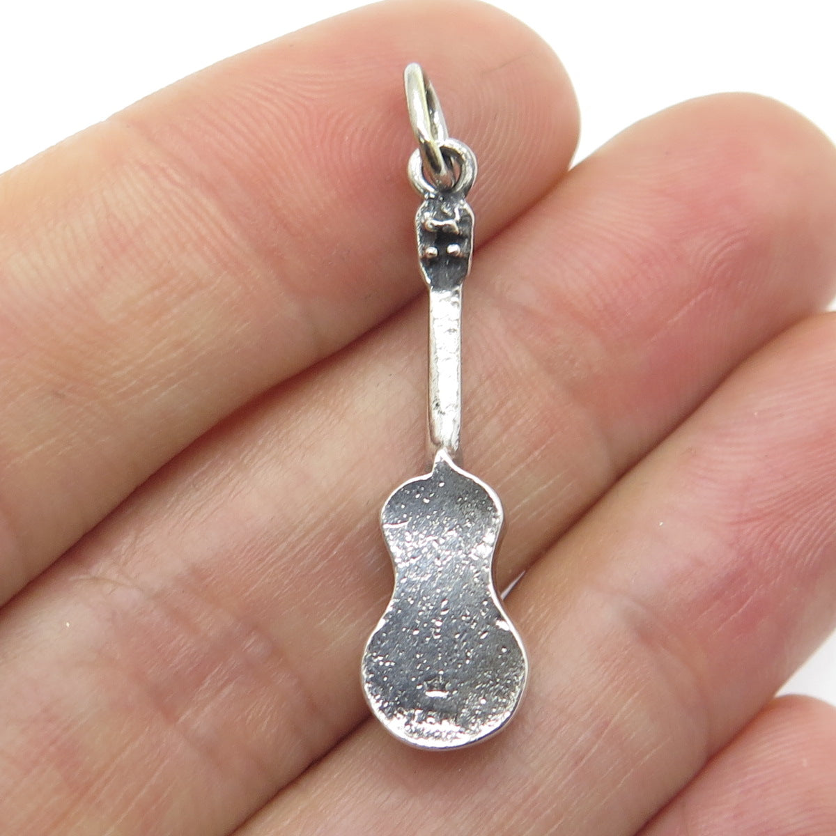 925 Sterling Silver Vintage Guitar Minimalist Charm Pendant