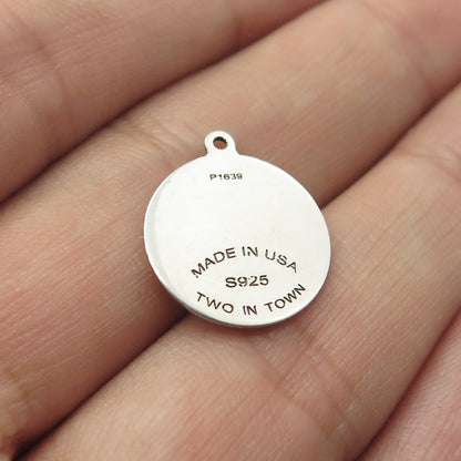 925 Sterling Silver USA Two In Town Dinosaur Charm Pendant