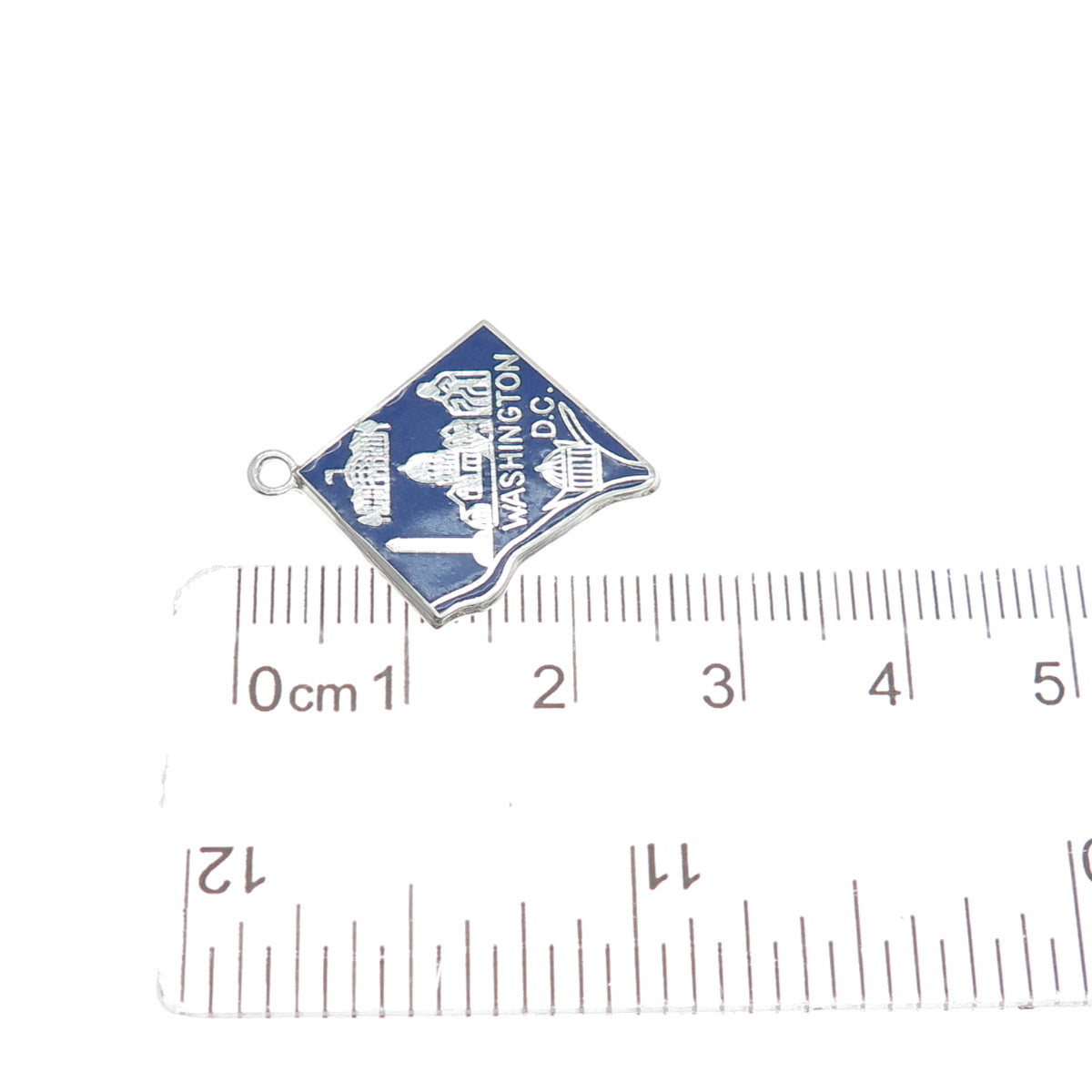 925 Sterling Silver Vintage Enamel Washington DC Map Minimalist Charm Pendant