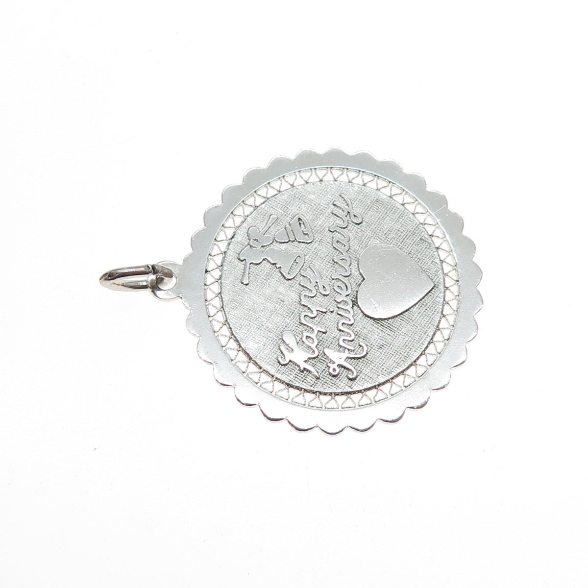 Griffith & Sons 925 Sterling Silver Vintage Happy Anniversary Charm Pendant