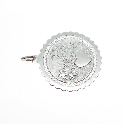Griffith & Sons 925 Sterling Silver Vintage Happy Anniversary Charm Pendant